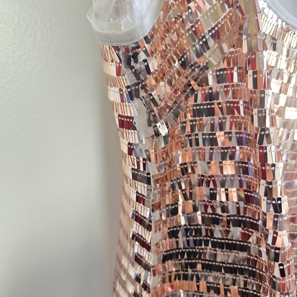 New Free People Intimately Disco Fever Sequins Mesh Gold Mini Slip Dress - Picture 13 of 13